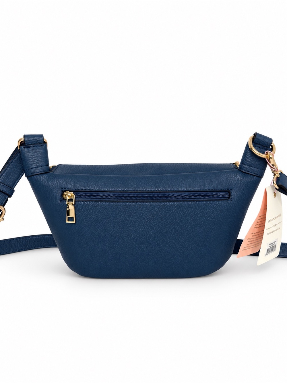 Poppy & Peonies The Sidekick Navy Crossbody Belt Bag NWT Vegan Leather - Picture 4 of 10